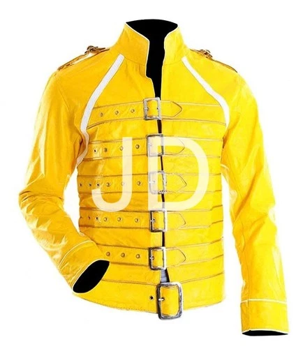 Men's Freddie Mercury Yellow Wembley Concert Queen's Faux Leather Jacket - product listing photo