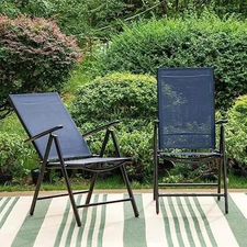 Outdoor folding dining chairs set of 2, 7 levels adjustable, textiline