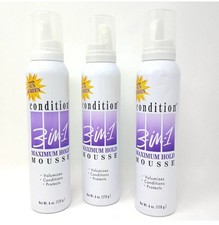 3 PACK Condition 3-in-1 Max Hold Mousse W Sunscreen 6oz Rare NEW DISCONTINUED