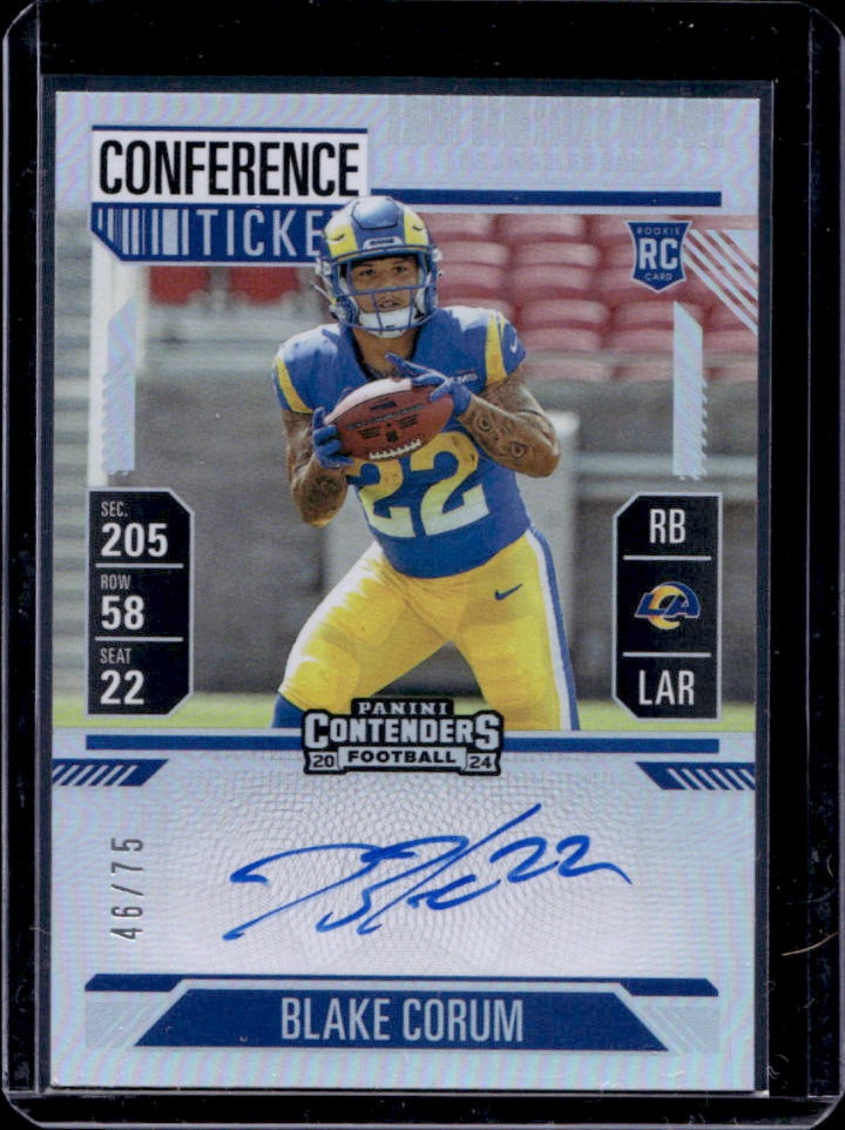 2024 Contenders Blake Corum Rookie Ticket RPS Auto RC Conference #46/75 Rams