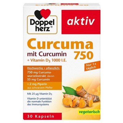DOPPELHERZ Curcuma 750 Kapseln 30 St PZN 15657421 Verfall 11.2026