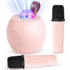 Mini Karaoke Machine for Kids Adults, Bluetooth Speaker with 2 Wireless Micropho