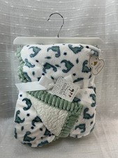 NEW Baby Blanket Dinosaur Theme Reversible to Warm Sherpa Duck Duck Goose THICK 