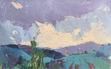 Summer Smerekovo, 24x39 cm, Cardboard, Painting by Shandor Alexander