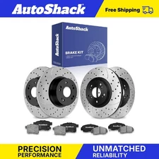 Front Rear Drilled Slotted Brake Rotors Ceramic Pads for Honda Accord 2.4L