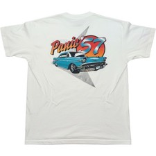 Vintage Fruit of the Loom Panic 57 Chevy Graphic T-Shirt XL White Made in USA