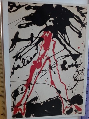 Vintage Moderne Kunst Zeichnung Gemälde Postkarte Claes Oldenburg schreitende Figur 1962