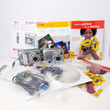 Kodak EasyShare C340 5MP Digital Camera LOT OF 2 Silver W/ Boxes FOR PARTS