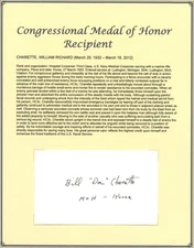 William Richard Charette d2012 signed autograph 3x5 cut USA Navy Korean War MOH