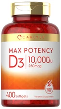 Carlyle Max Potency Vitamin D3 10000 IU Capsules - 400 Count