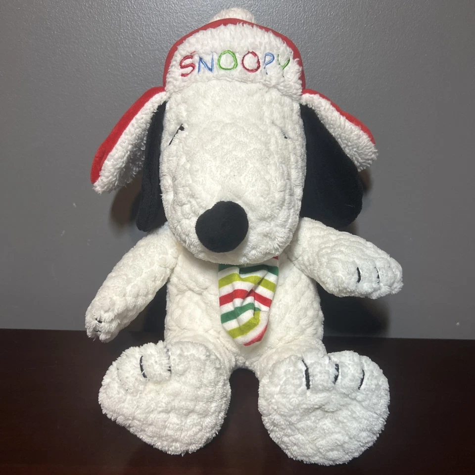 Brinquedo de pelúcia musical Snoopy 12 polegadas iluminado com aba bordado chapéu amendoim - Imagem 2 de 4