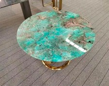 Handmade Amazonite Green Marble Coffee Table Top – Polished Crystal Slab Decor