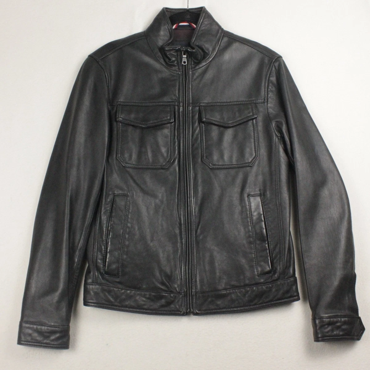 Tommy Hilfiger Leather Outer Shell Black Coats, Jackets & Vests