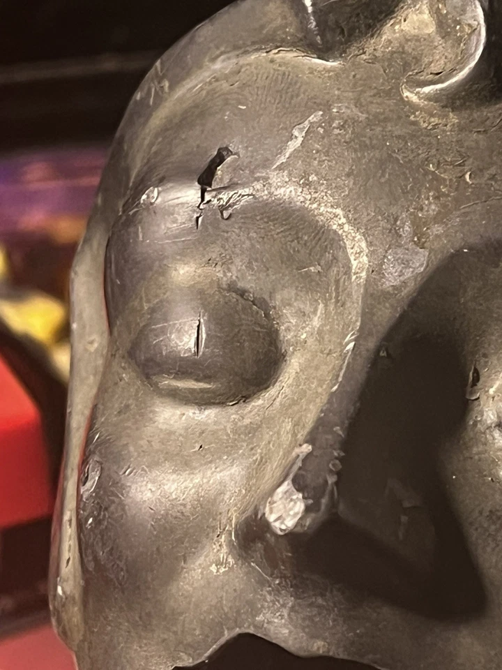 Art Deco 1920s Metal Statue Sculpture Fixture Decoration Woman Face Tobacciana - Image 3 of 4