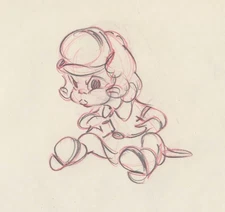 Disney THE AUTOGRAPH HOUND Full-figure Animation Drawing of SHIRLEY TEMPLE, 1936
