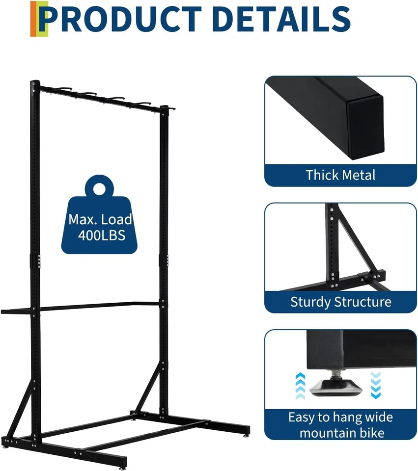 Freestanding Bike Rack 5 Bikes Capacity 400LBS Vertical Bike Storage Stand - Image 3 of 4