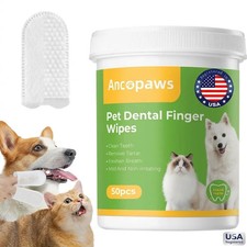 Pet Dental Wipes for Dogs Cats Teeth Cleaning Finger Wipes Fresh Breath