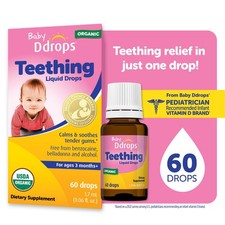 Baby Ddrops Liquid Organic Teething Relief Drops, 0.06 fl oz