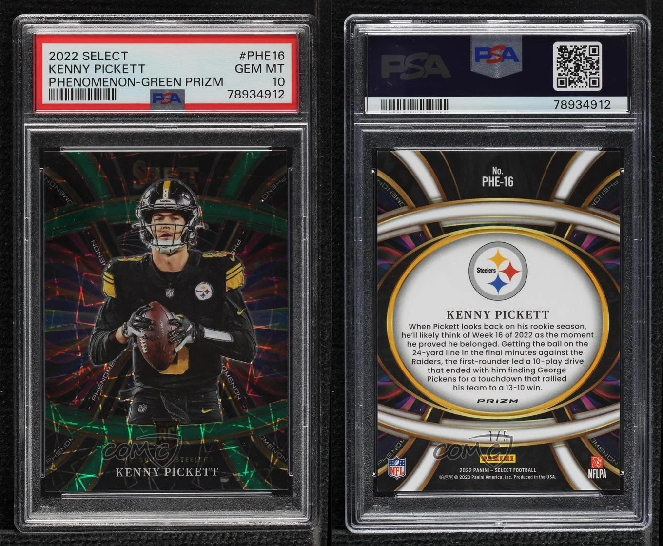 Kenny Pickett Panini Select Phenomenon #PHE16 Green Prizm