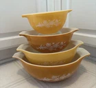 Pyrex Vintage Butterfly Gold II Cinderella Bowls Set of 4 Yellow-redesign