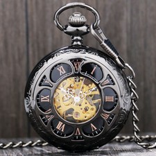 Antique Hollow Flower Men's Hand Winding Mechanical Pocket Watch Roman Number