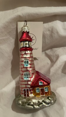 Christopher Radko Lighthouse Gem Christmas Ornament 4  Tall Shore Light
