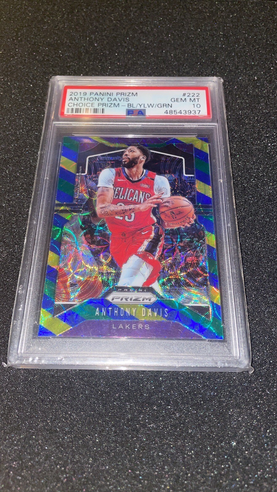Anthony Davis 2019 Panini Prizm Choice Blue Yellow Green PSA 10 #222