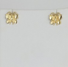 Cute 14k Yellow Gold Women's "Butterfly" Stud Earrings