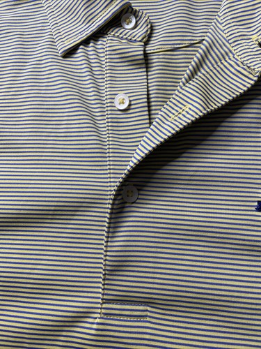 Donald Ross (3) Polo Shirt Mens XL Olympic Golf Yellow Blue Striped Great Shape - Picture 5 of 7