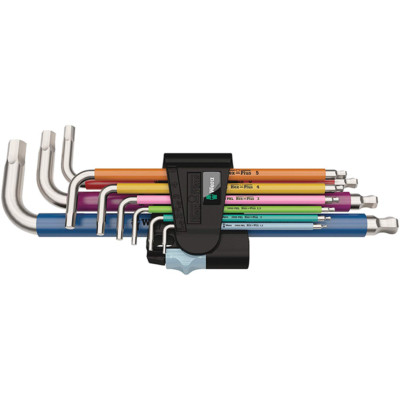 Wera 05022669001 3950/9 Hex-Plus Multi-color L-Key Set, Metric, 9 Pc.