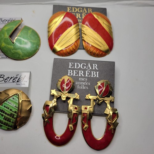 Vintage Berebi Earring Lot of 6 Berebi Gold Tone Enamels Posts and Clip Nos - Picture 9 of 17