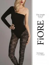 FIORE CITY JUNGLE SNAKE SKIN DESIGN TIGHTS PANTYHOSE 3 SIZES BLACK & GRAY