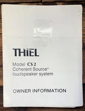 Thiel CS2 CS 2 Speaker  Owner / User Manual *Original*