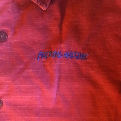 Vintage FA F*cking Awesome SH*T Cotton Ripstop Coach Jacket Size L Maroon 2015 image 6
