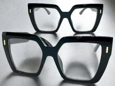 Oversized Vintage Retro Nerd Clear Lens EYE GLASSES Big Thick Square Black Frame