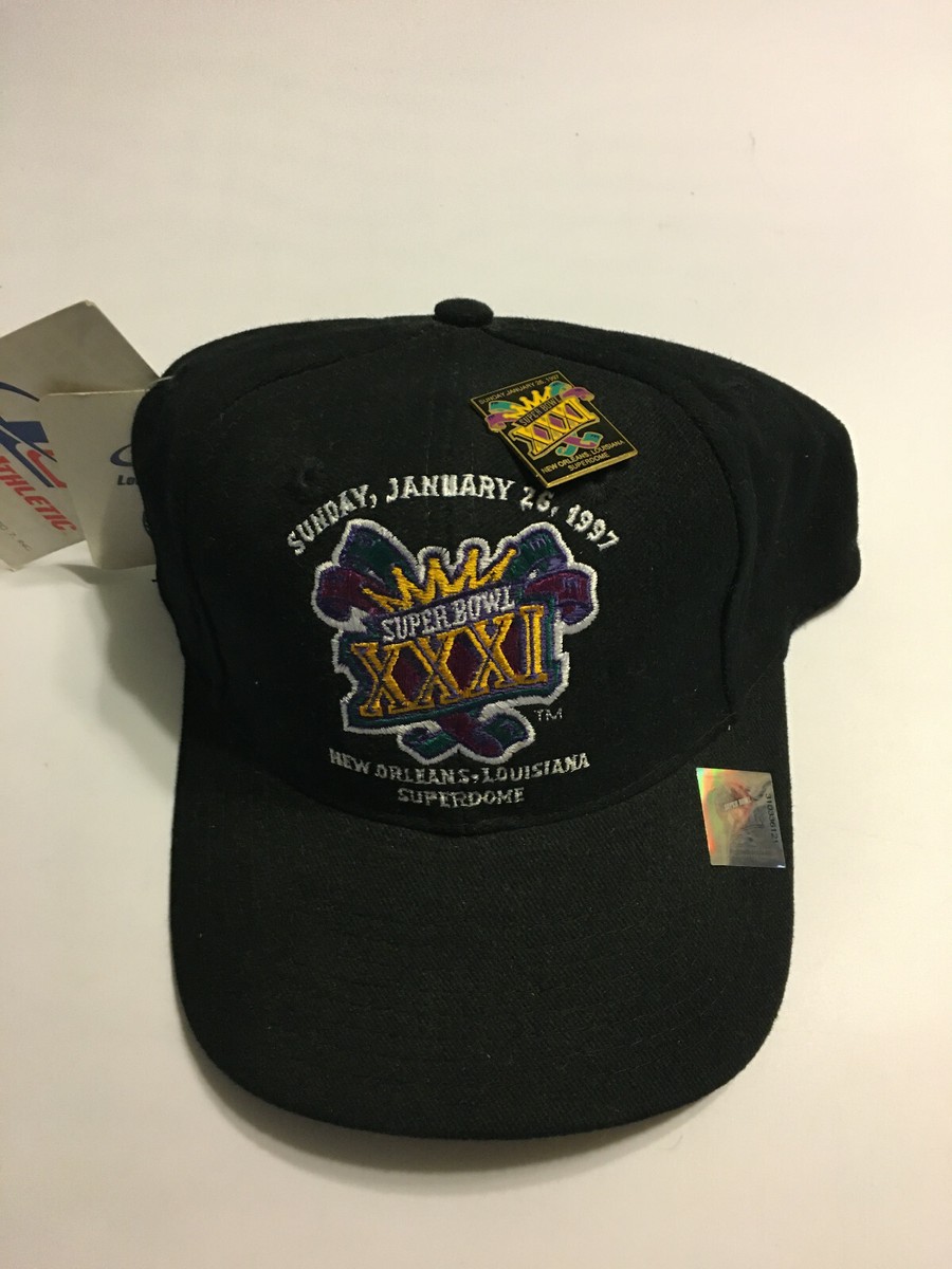 Vtg 1997 Super Bowl XXXI 31 Hat NFL Patriots Packers Strap Back