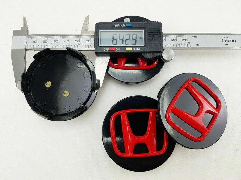 Center Caps Hub RED BLACK 69mm. Parts FOR Wheels Honda TypeR Civic Hrv