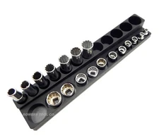 Mechanics Time Saver 3/8 SAE Magnetic Socket Holder Deep & Shallow Organizer