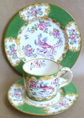 Mintons Green Cockatrice Coffee Trio - Minton (12006)