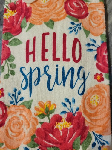 New 100% COTTON KITCHEN DISH TOWEL " Hello Spring Pastels Flowers - Picture 2 of 2