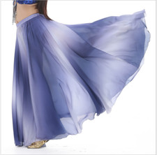 Gradient Color Silk-like Full Circle Swing Skirt Belly Dance Costumes Long Skirt