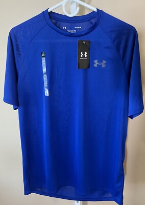 Under Armour Gym Shirt The Tech Tee HeatGear Blue Athletic Mens Size M  NWT