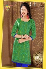 COMFORTABLE OLIVE GREEN COTTON READYMADE KURTI MEDIUM SIZE USA 40"