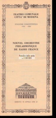 STADTTHEATER MODENA SAISON OPER UND BALLETT 1985/86, RADIOORCHESTER FRANKREICH