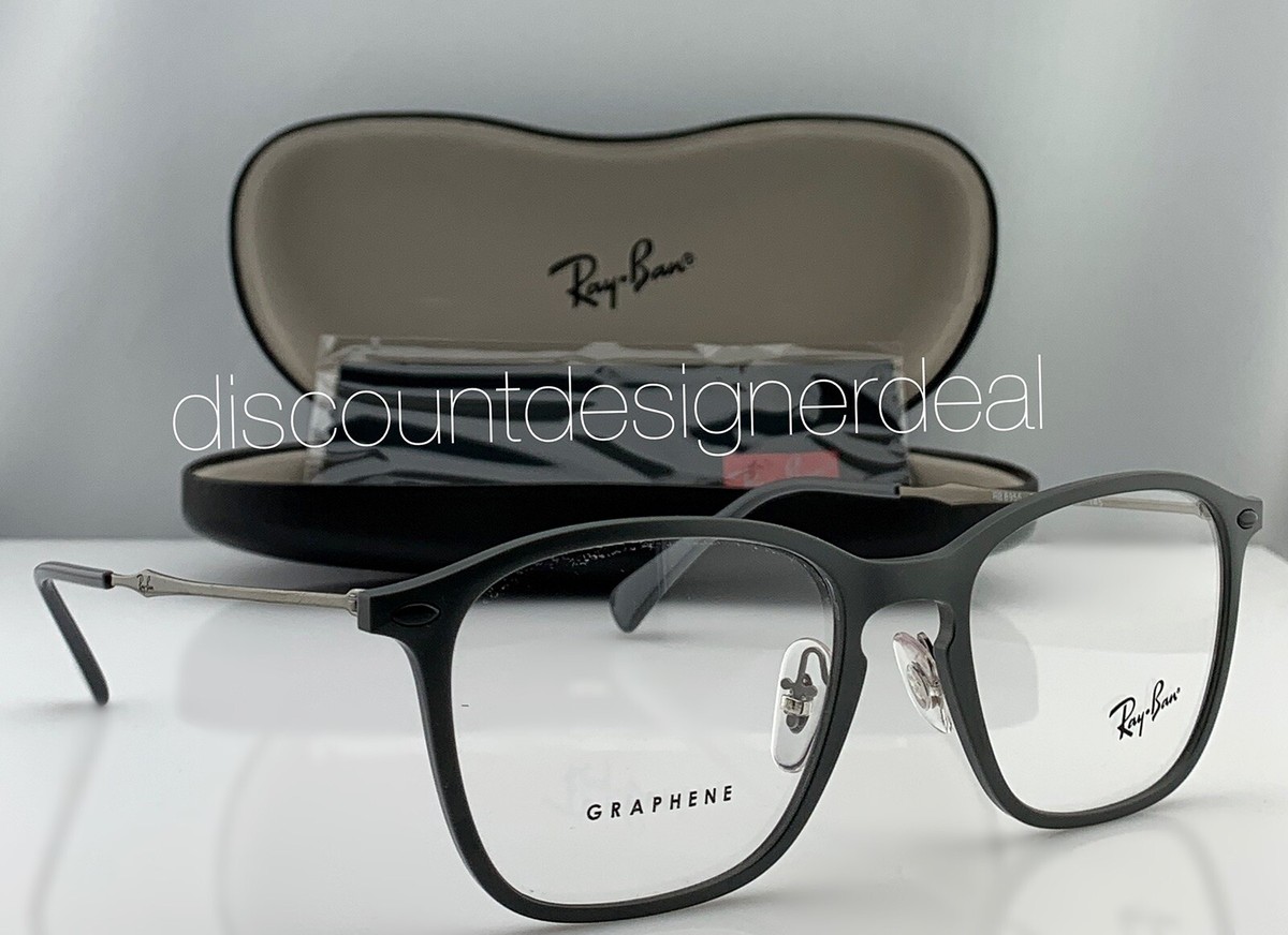 Rayban Square Eyeglasses Gray Graphene Frame Titanium Clear