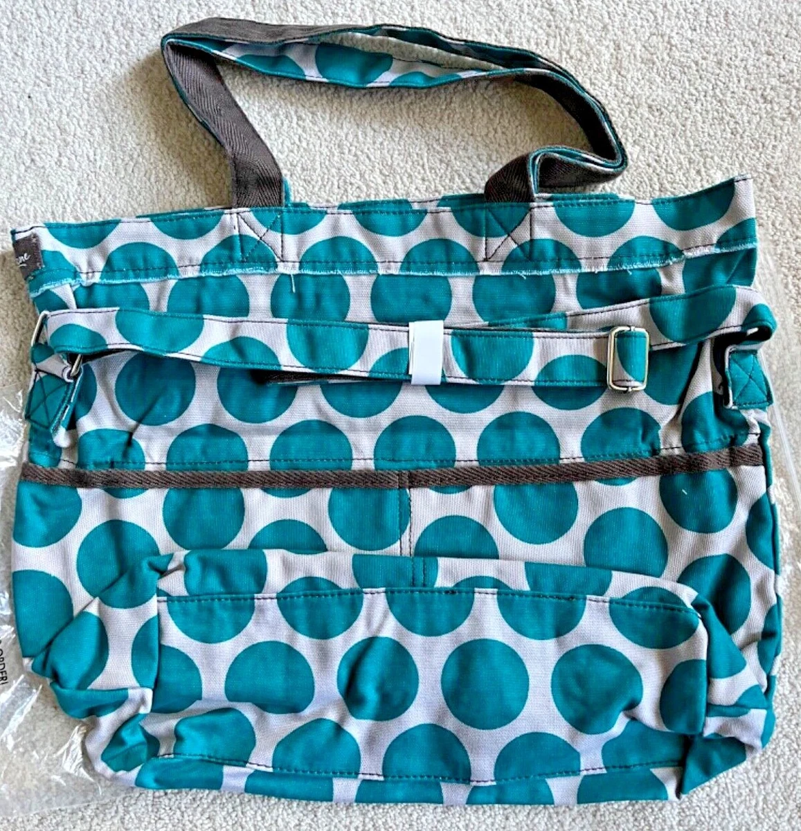 Thirty One Retired Retro Metro Fold Over in TEAL MOD DOT New in Package