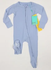 Posh Peanut Baby Bamboo Pajamas 9-12 Months Ribbed Double Zipper One Piece Blue