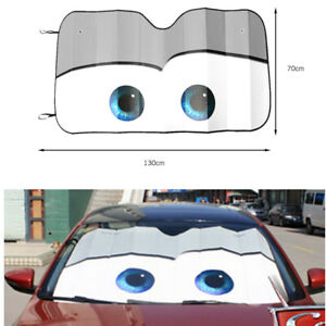 Car Cartoon Grey Windshield Sun Shade Big Eyes Cars Front Visor Window Universal