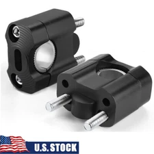 Motorcycle Handlebar Bar Clamps Mounts Risers 7/8" To 1 1/8" Adaptor Black New