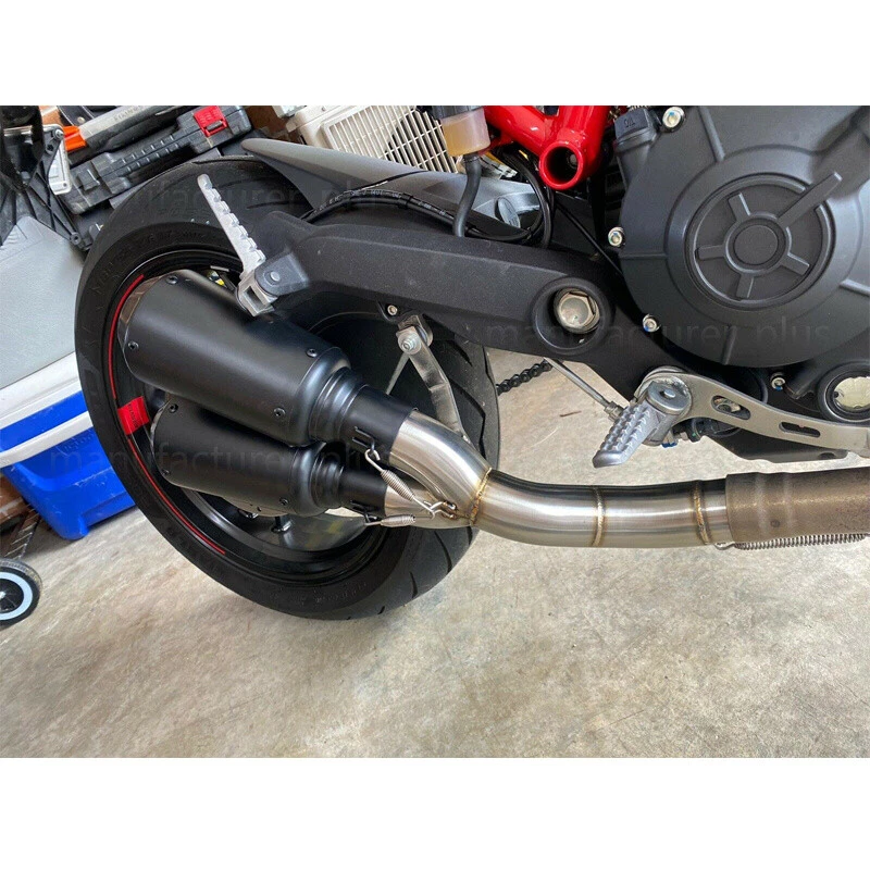 Silenciador tubo de escape doble salida media 51 mm para Ducati Monster 797 Scrambler 803 Foto 4 de 4
